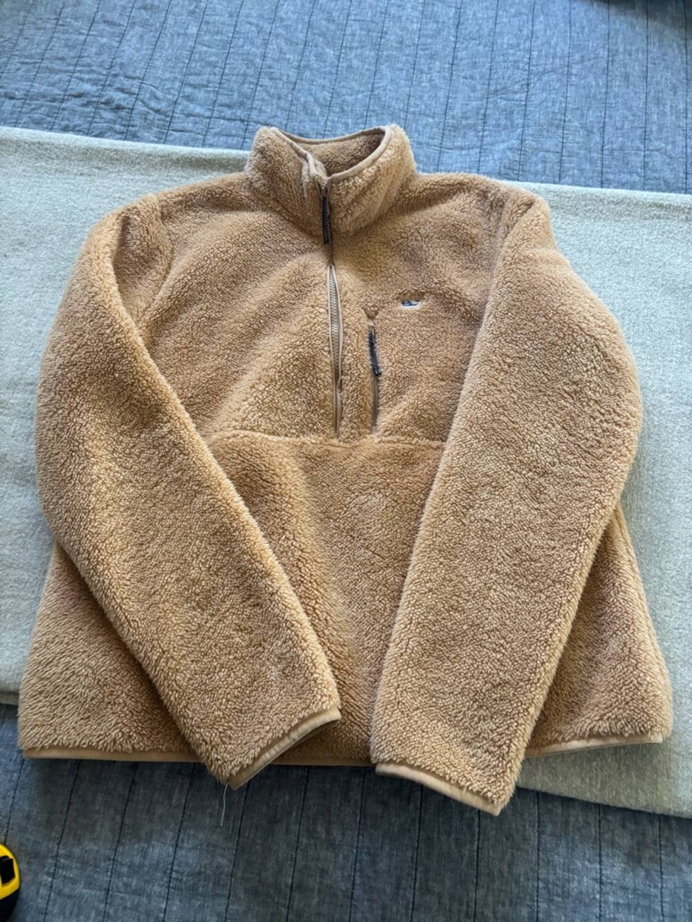 Vineyard Vines Tan Sherpa Pullover with Whale Tag